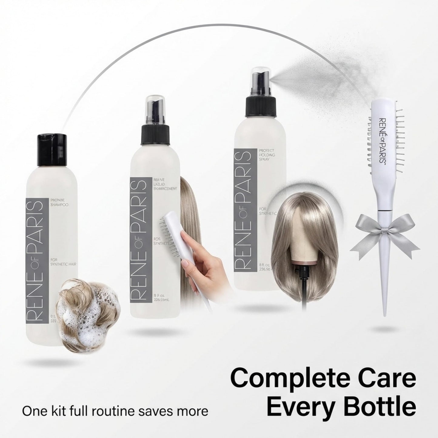 Rene of Paris Synthetic Hair Care Kits (8oz Bottles) (4PC KIT)