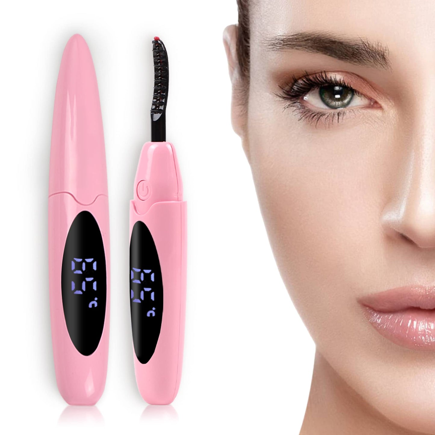 ZAPAL Heated Eyelash Curler, Heated lash Curler, Intelligent Power Off Electric Eyelash Curler Heated Quickly 24 Hs Lasting Natural Makeup (Pink