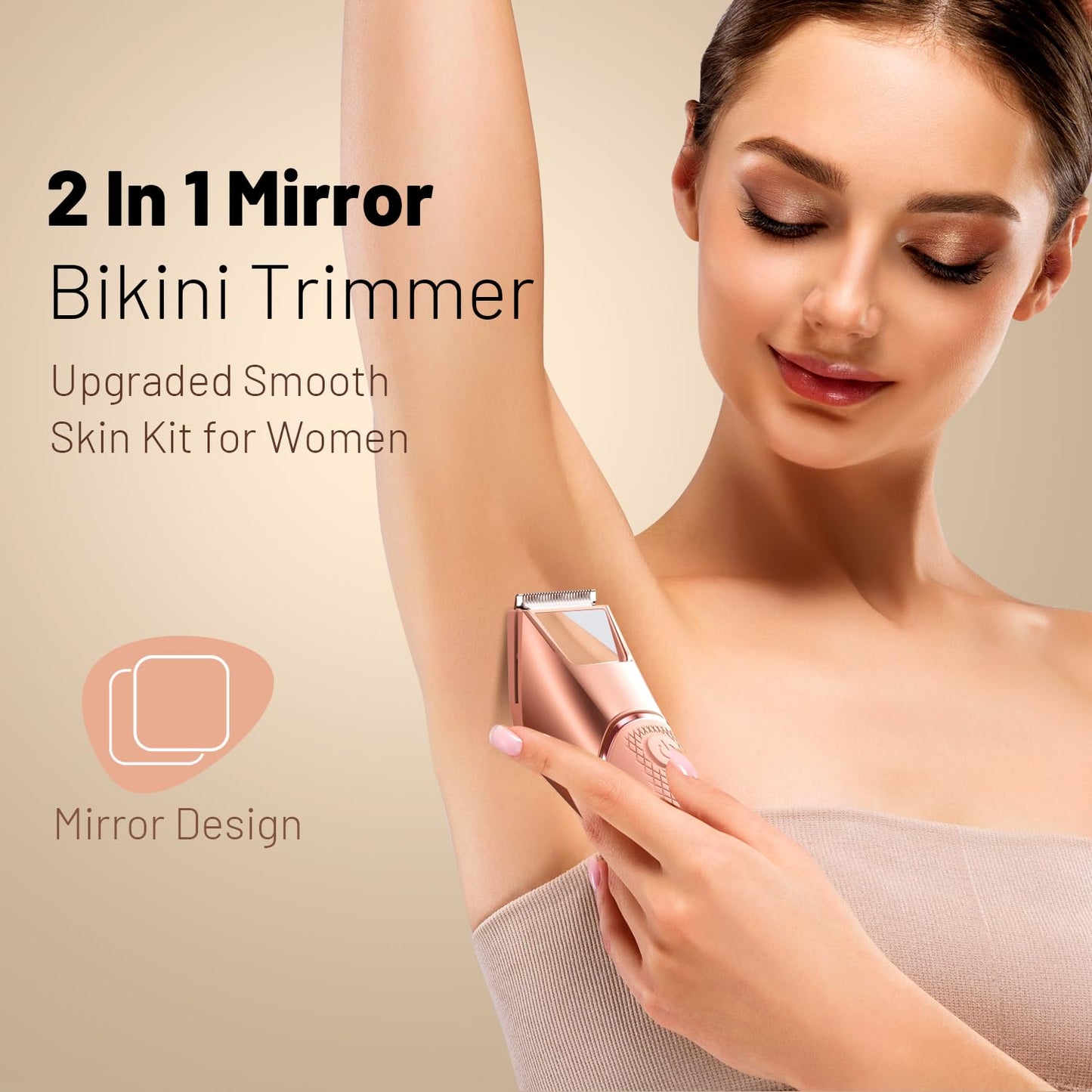 Rechargeable Bikini Trimmer for Women:Body Groomer with Mirror & LED Light for Shower Travel - IPX7 Waterproof Pubic Hair Razor, Ceramic Blades Beauty and Personal Care JMJDYITAO