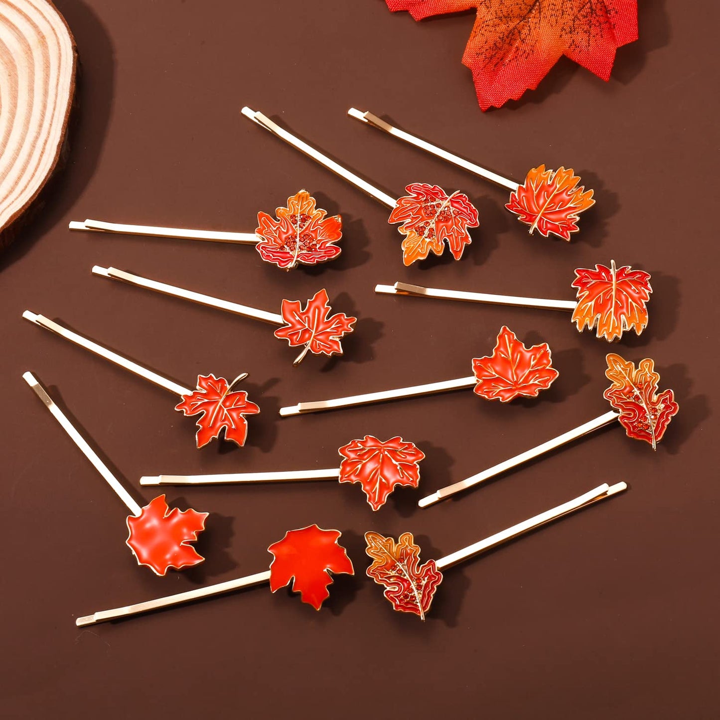 YAHPERN 12PCS Fall Hair Clips for Women Thanksgiving Hairpins Harvest Turkey Maple Leaf Pumpkin Hair Clips Autumn Bobby Pins Costume Party Hair