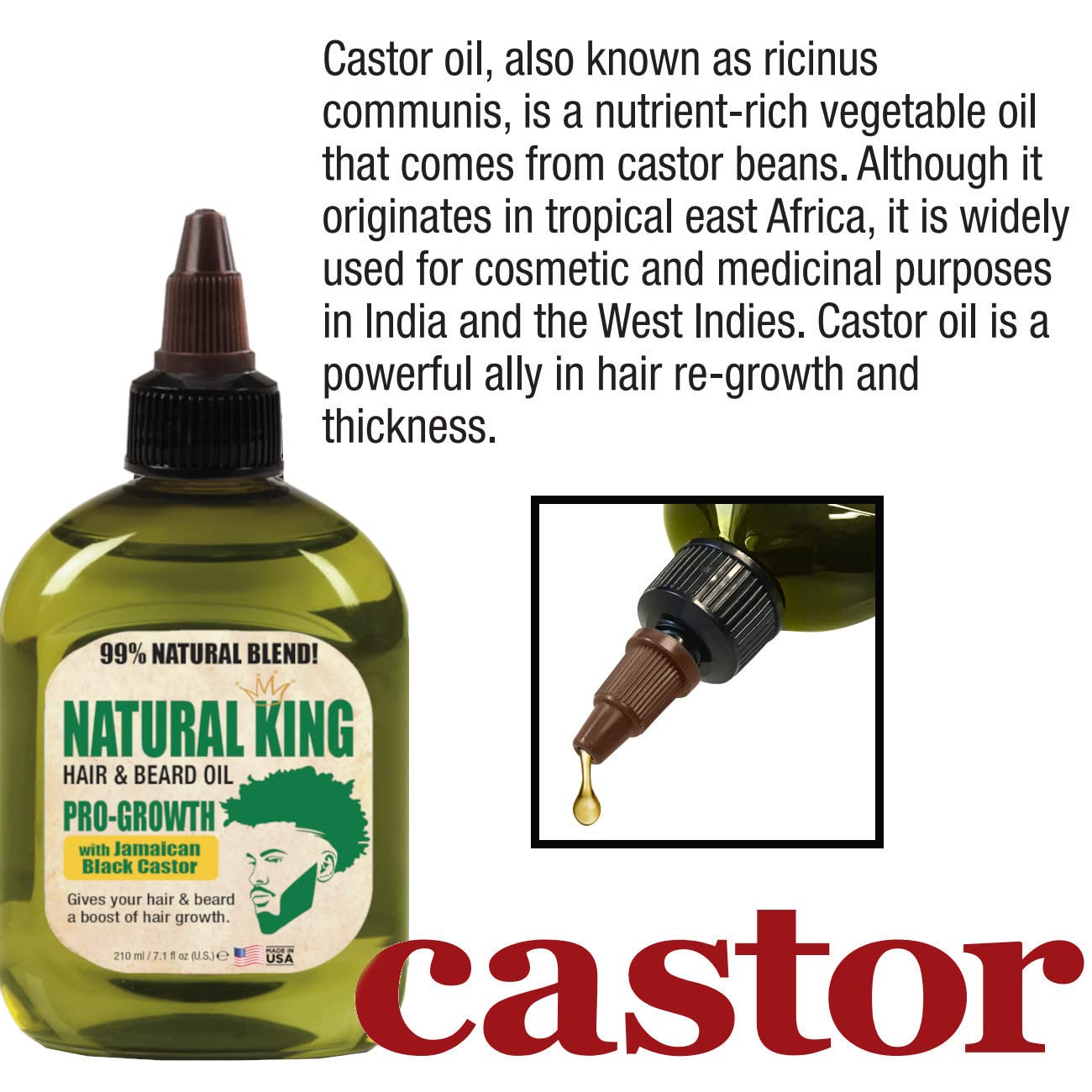 Natural King Jamaican Black Castor Shampoo(33.8 oz) and Pro-Growth Hair & Beard Oil (7.1 oz) Set for Nourishing Hair Growth