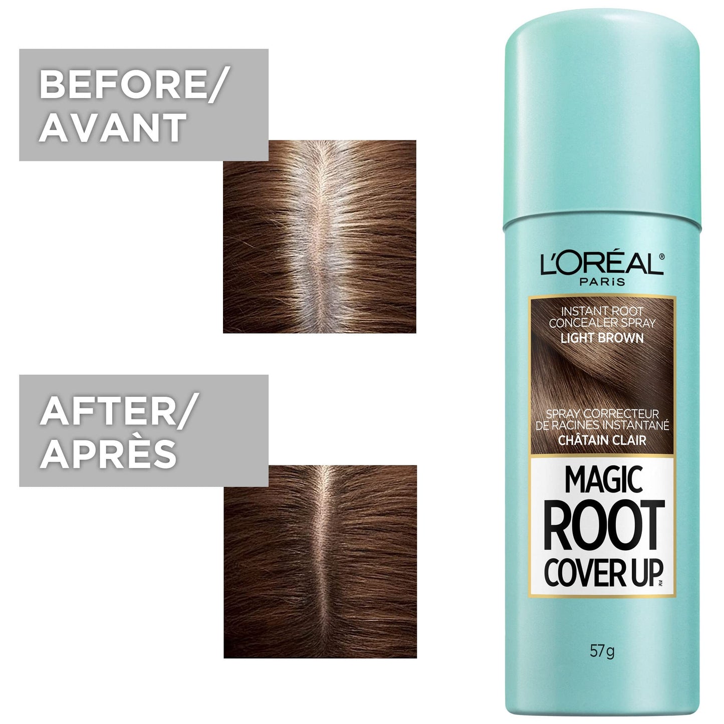 L'Oreal Paris Hair Color Root Cover Up Temporary Gray Concealer Spray Light Brown (Pack of 2) (Packaging May Vary)