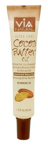 VIA Natural Ultra Care Cocoa Butter Oil Concentrated Natural Oil 1.5oz - Revitalizes Dull, Dry, Damaged Hair Helps Control Moisture & Softness