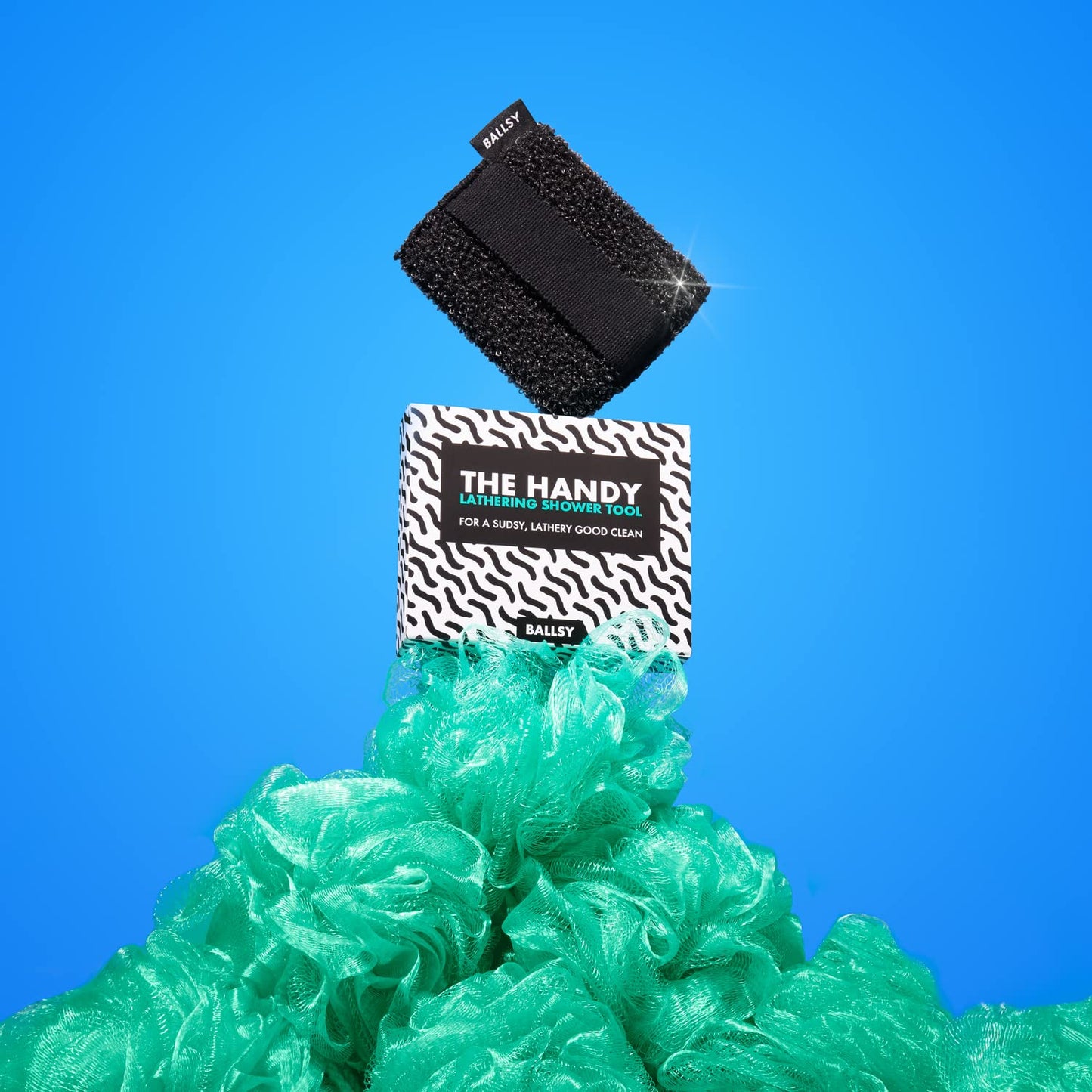 Ballsy Handy Shower Tool - Sponge for Generating Extra Suds, with Gently Exfoliating Design