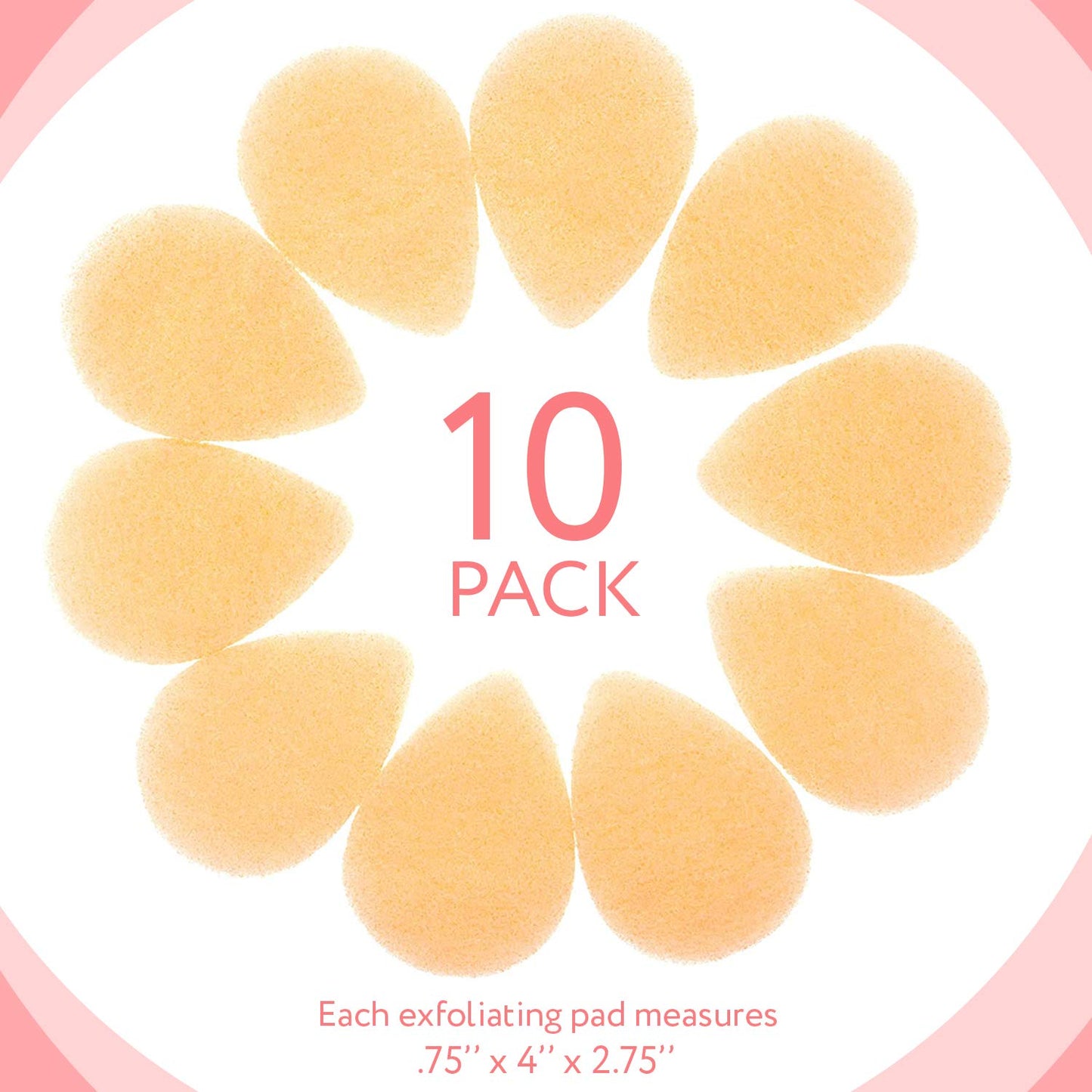 IMPRESA Face Scrubber Exfoliator Sponges - Regular Puff - Natural Medical-Grade Foam - 10 Pack Reusable Exfoliating Pads - Deep Cleanse & Dead Skin