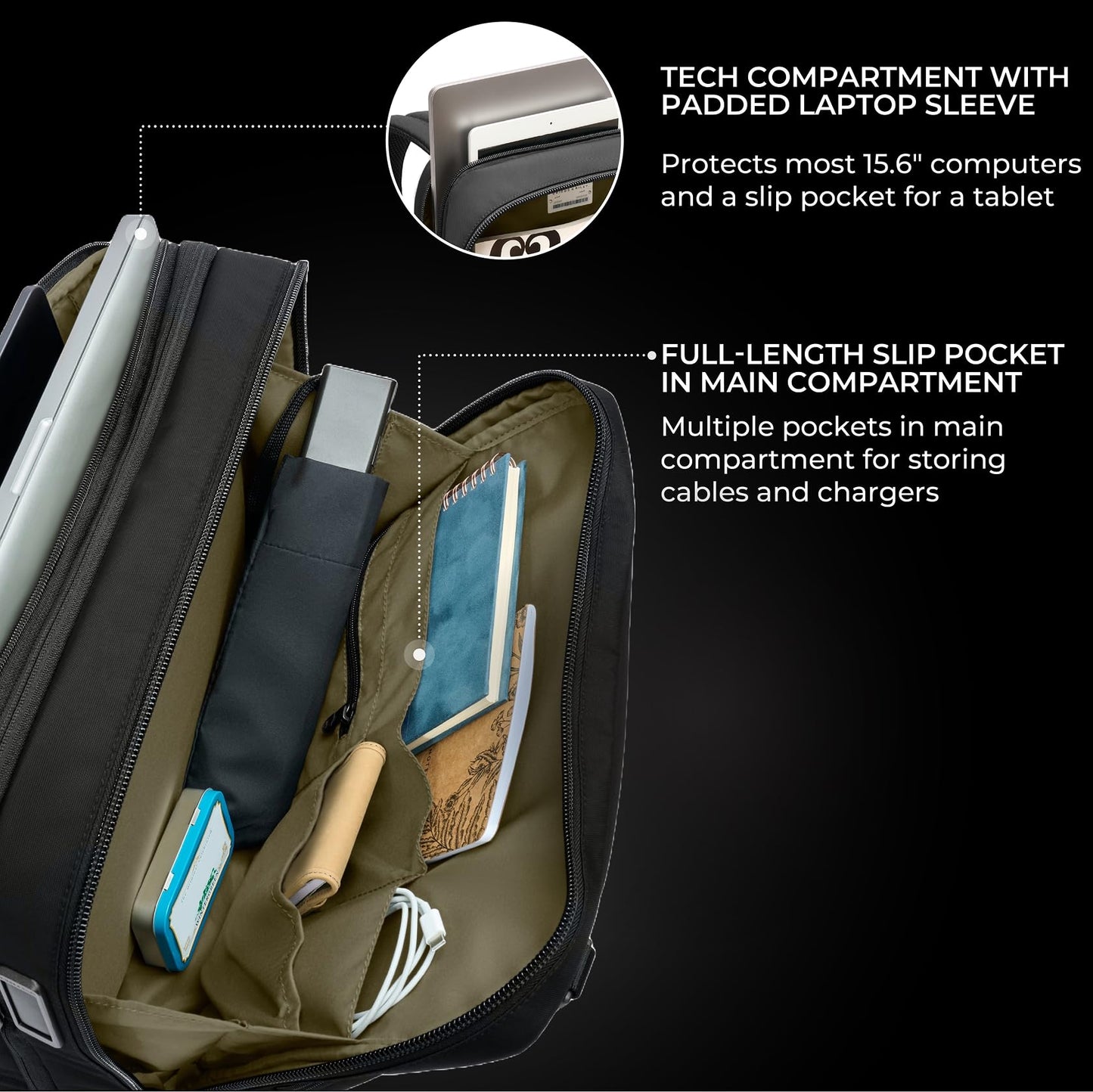 Briggs & Riley Medium Expandable Briefcase - Laptop Bag for Work & Travel, Briefs for Men & Women, Includes Shoulder Strap, Self-Repairing Zippers
