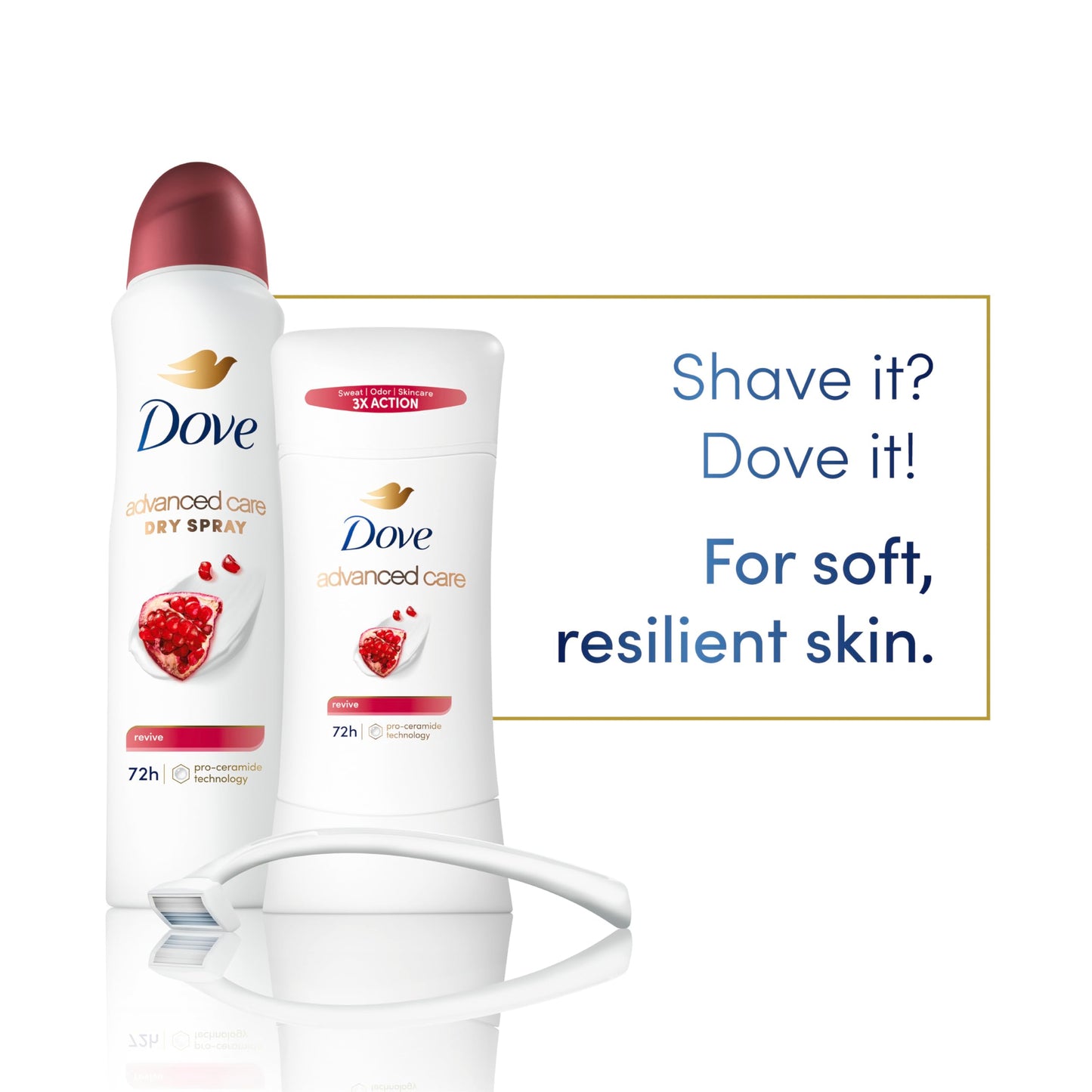 Dove Advanced Care Antiperspirant Deodorant Stick Revive to help skin barrier repair after shaving by boosting skin's ceramide levels 72 hour odor Beauty and Personal Care Dove