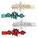 4pcs Christmas Hair Clips for Women Girls Xmas Present Bow Hair Pins Crystal Christmas Snowflake Hair Barrettes Holiday Jewelry Ornament New Year Gift