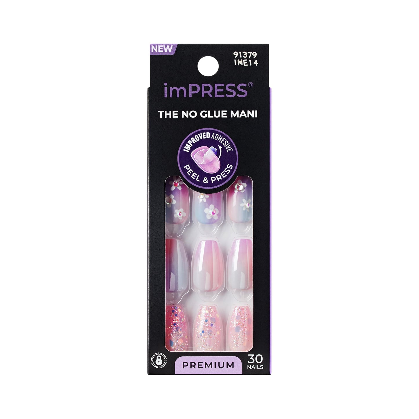 Kiss Impress Premium Press On Nails, Style ‘Portal’, Purple, Medium Coffin, No Separate Tabs, Nail Kit Contains 30 Fake Nails, Prep Pad, Mini Nail Beauty & Personal Care imPRESS