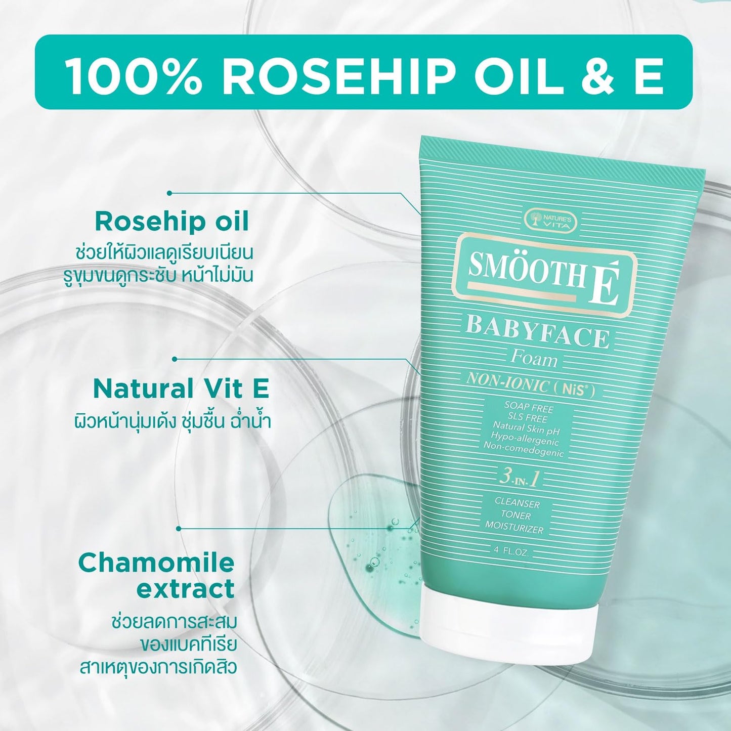 Smooth E Babyface Foam Non-ionic Facial Cleanser 4.0 Fl Oz