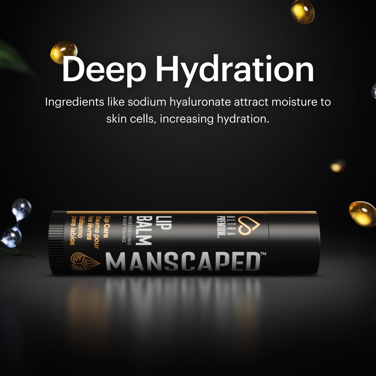MANSCAPED® Moisturizing and Soothing Lip Balm, Infused with Vitamin E, Peppermint Oil, and Eucalyptus Oil for Chapped Lips, Matte Finish, 3 Sticks