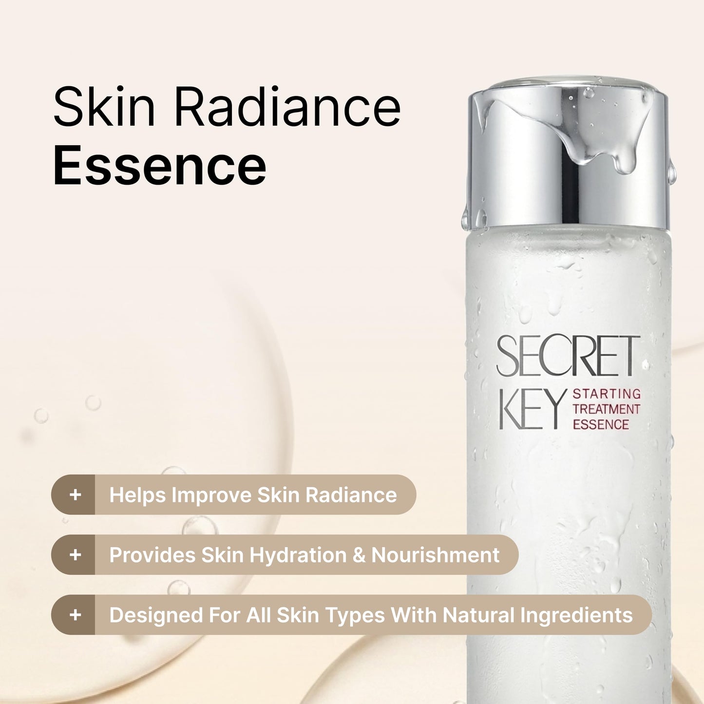 SECRETKEY Starting Care Essence Toner, Galactomyces Ferment Filtrate with Adenosine for Radiance Glass Skin, Hydrating Essence, Helps Improve Uneven