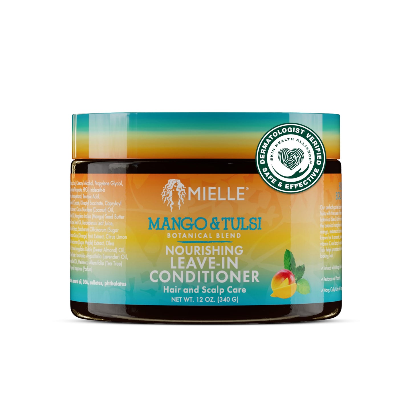 Mielle Organics Mango & Tulsi Nourishing Leave In Conditioner for Curly Hair - Moisturizing Leave In Conditioner with Breakage Protection & Scalp