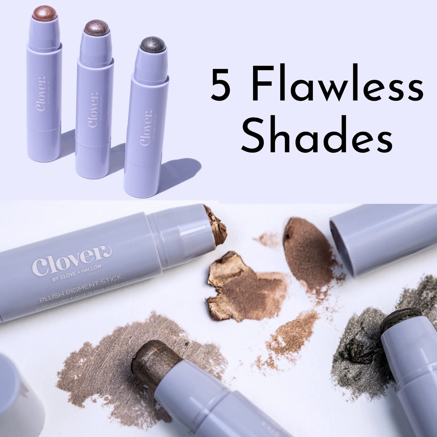 Clover Plush Pigment Cream Eyeshadow Stick | Creamy Texture, Long Lasting Eye Makeup, Less Smudge, Shimmery Eyeshadow | Cruelty-Free & Vegan Eye