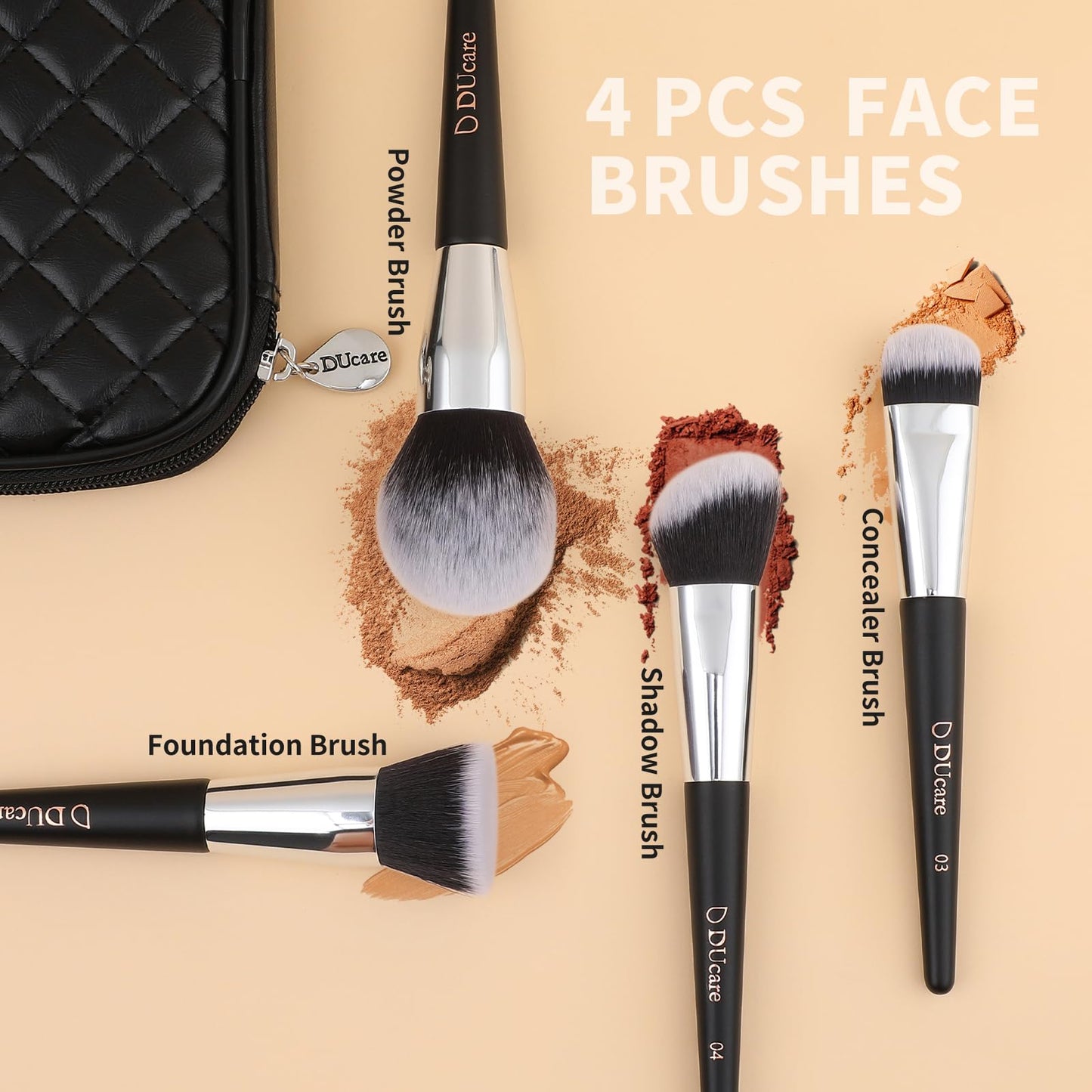 DUcare Makeup Brushes with Case 10Pcs Travel Makeup Brushset Women Gift Premium Synthetic Kabuki Foundation Blending Brush Face Powder Blush