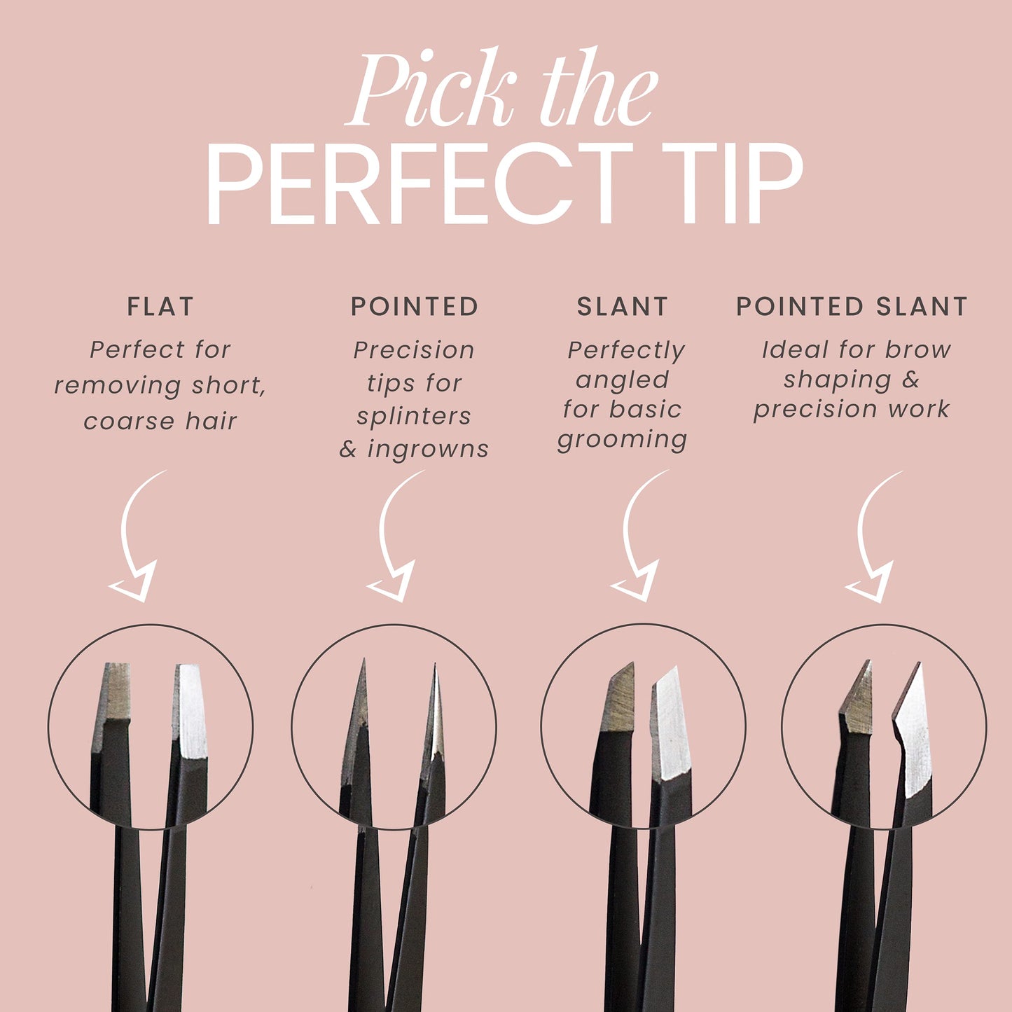 Tweezer Guru Eyebrow Tweezer Set (4-Piece) for Women & Men - Professional Slant and Pointed Tweezers Set with Case - Precision Tweezers Kit for Facial
