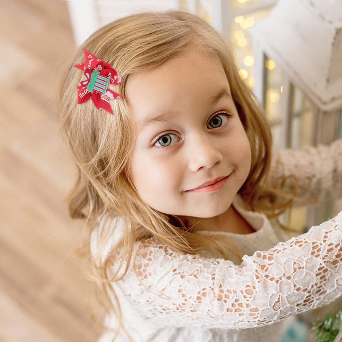 Lurrose 6pcs Christmas Hair Cute Bowknot Hair Clips Xmas Hair Ornaments Party Hair Pin