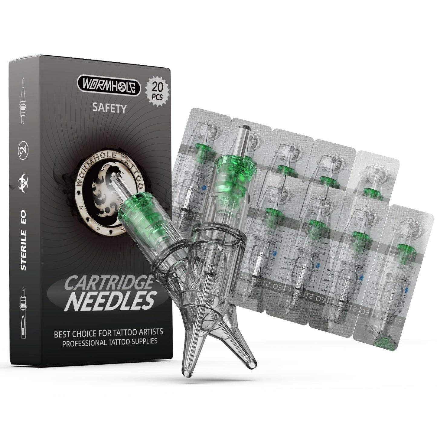 Wormhole Tattoo Needles 20Pcs 11RS Disposable Tattoo Cartridge Needles Round Shader for Tattoo Gun Cartridge Machine Permanent Makeup (1211RS) Beauty and Personal Care Wormhole Tattoo Default Title