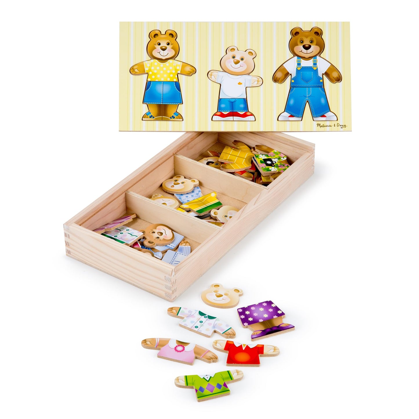 Melissa & Doug Mix 'n Match Wooden Bear Family Dress-Up Puzzle with Storage Case (45 pcs)