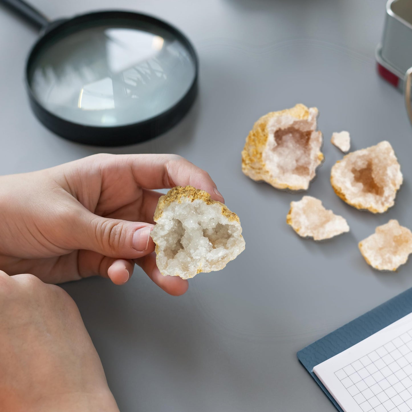 Dan&Darci Break Your Own Geodes – Hollow Moroccan Geodes 1–2.5", Science Kit for Kids Ages 8–14, Educational Discovery Toy & Fun Gift