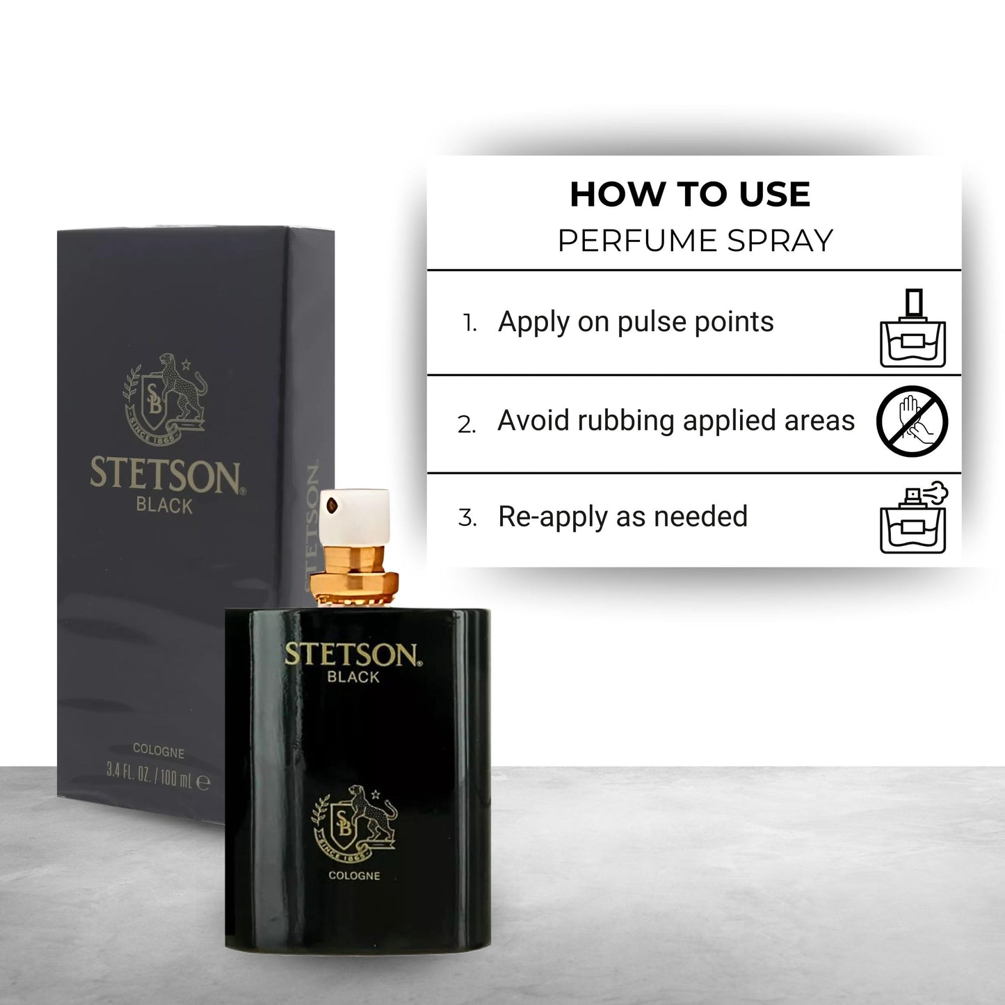 Stetson Black Cologne for Men Spray 3.4 Ounces