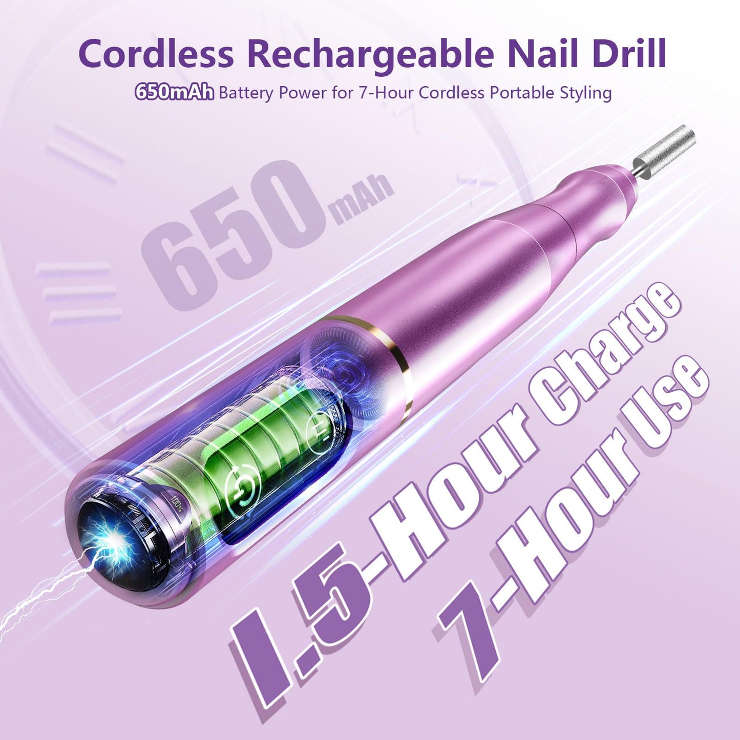 TUOBEO Cordless Nail Drill Electric Nail File Kit, Rechargeable Efile Set, Portable Acrylic Gel Nail Polish Remover Machine, Pedicure Manicure Tool Beauty and Personal Care TUOBEO