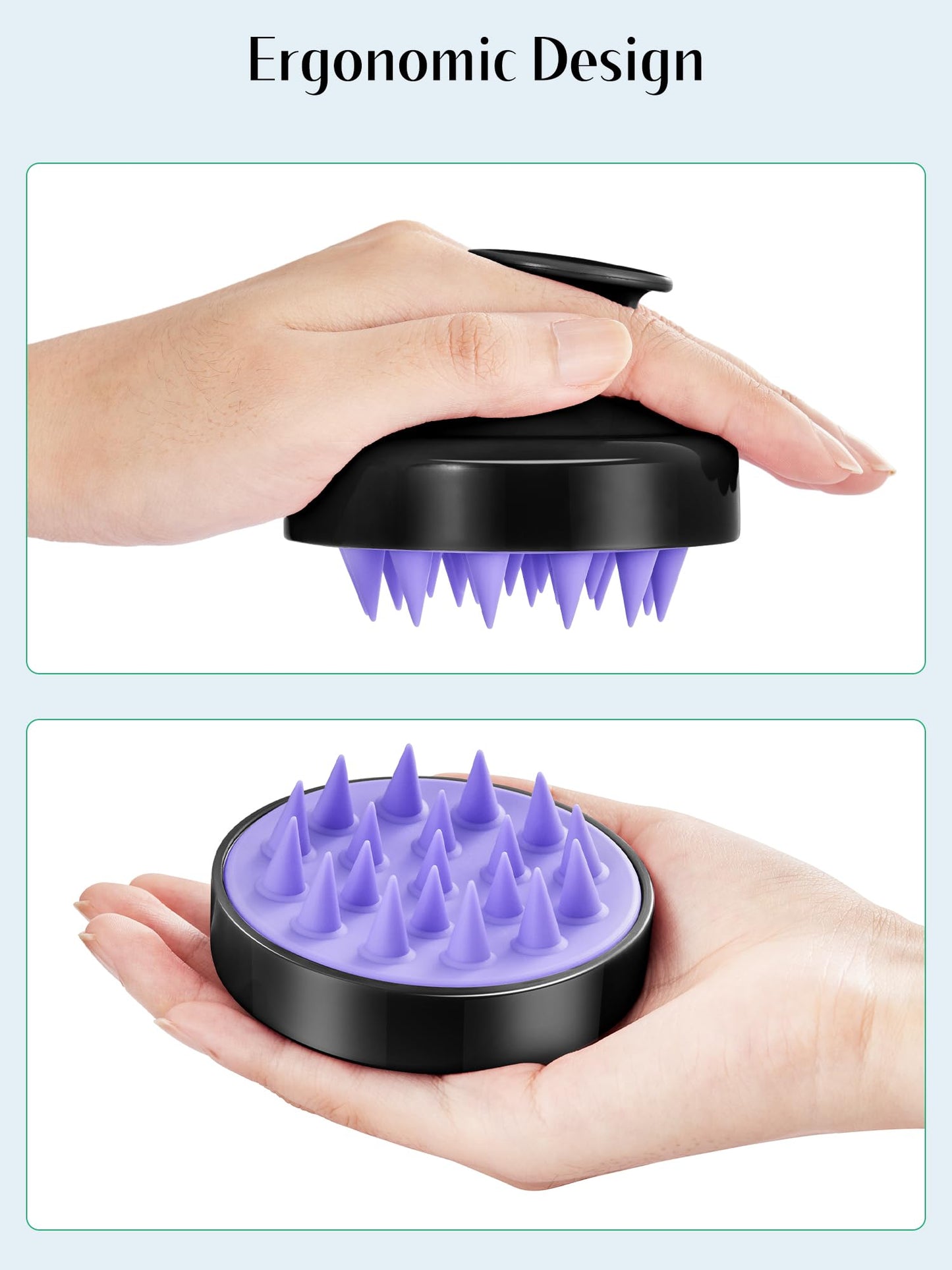 HEETA Scalp Massager Hair Growth 2-Pack, Soft Silicone Scalp Scrubber Shampoo Brush for Exfoliation Dandruff Removal Head Massage Stress Relax, Wet