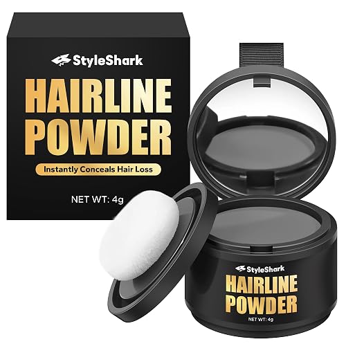 StyleShark Hairline Powder for Women and Men - Stain-Proof Root Touch Up for Thinning Hair, Sweatproof Color (Grey)