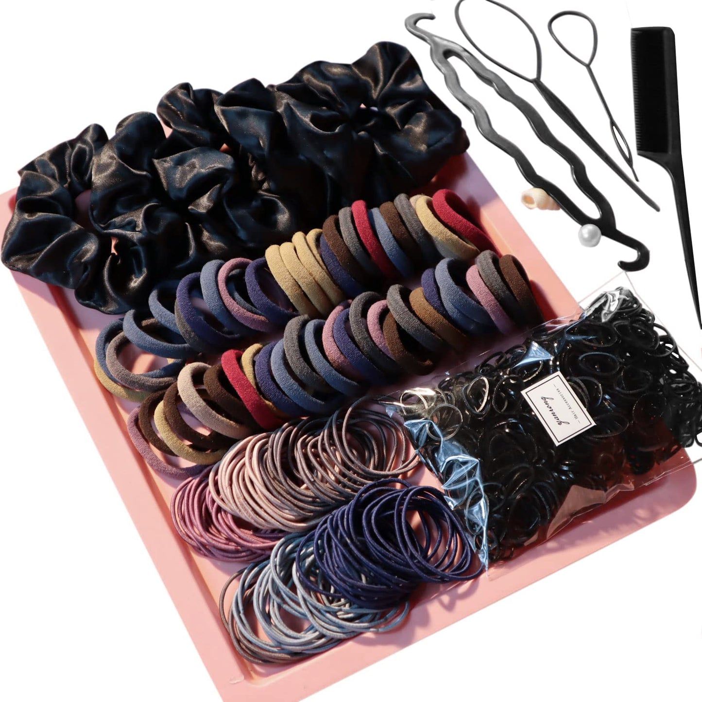 YANRONG 755PCS Hair Accessories for Woman Set Seamless Ponytail Holders Variety Hair Scrunchies Hair Bands Scrunchy Hair Ties For Thick and Curly