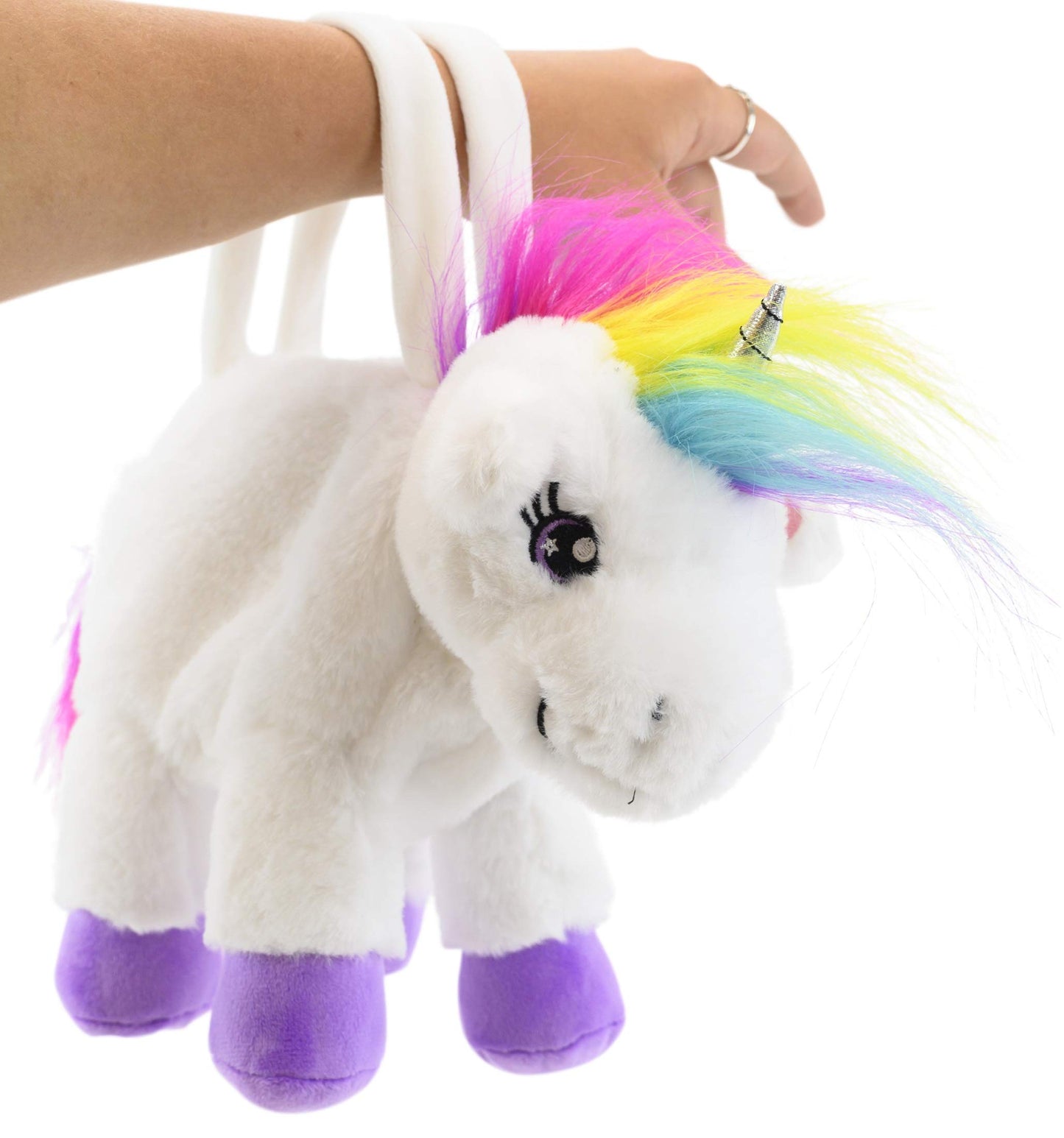 PLUSHIBLE BRIDGING MILES WITH SMILES Unicorn Stuffed Animal for Kids (Poppy Purse) - Purple,Rainbow,Silver