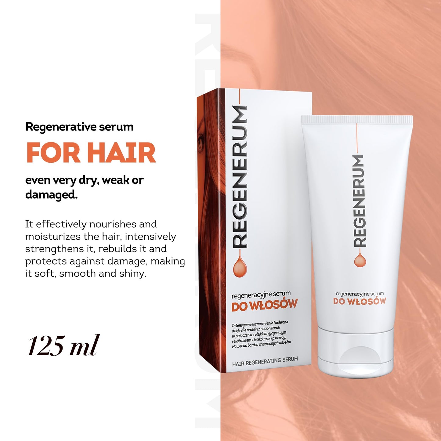 Regenerum - Hair Regenerating Serum - Intensive Care for Dry, Weak, and Damaged Hair with Nourishing and Hydrating Ingredients - 125ml