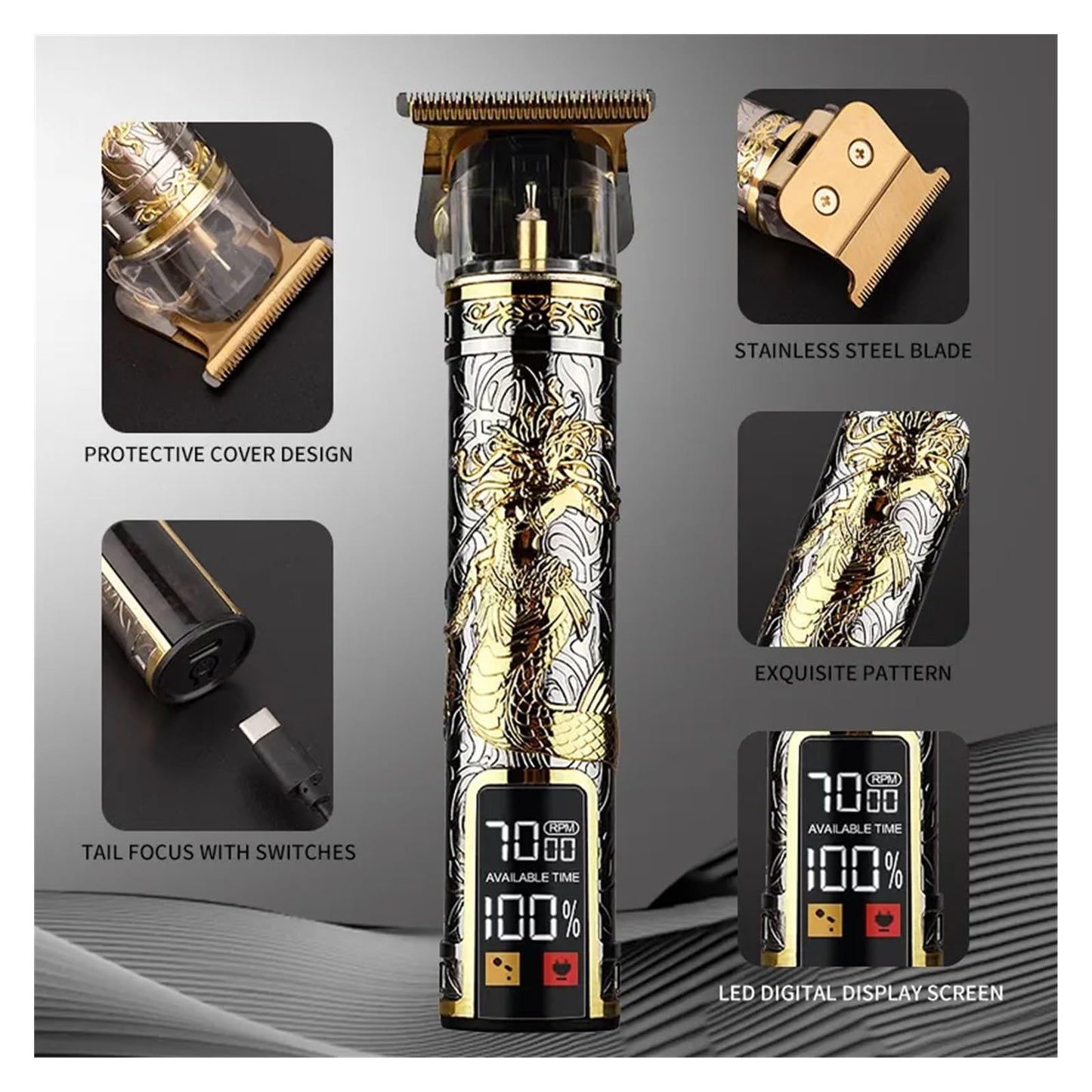 Razors Hairdresser LCD Electric Scissors USB Charging Electric Scissors Retro Oil Head Carving Hairdresser Manufacturer Wholesale Care(Dragon Beauty and Personal Care EWKYLSEM