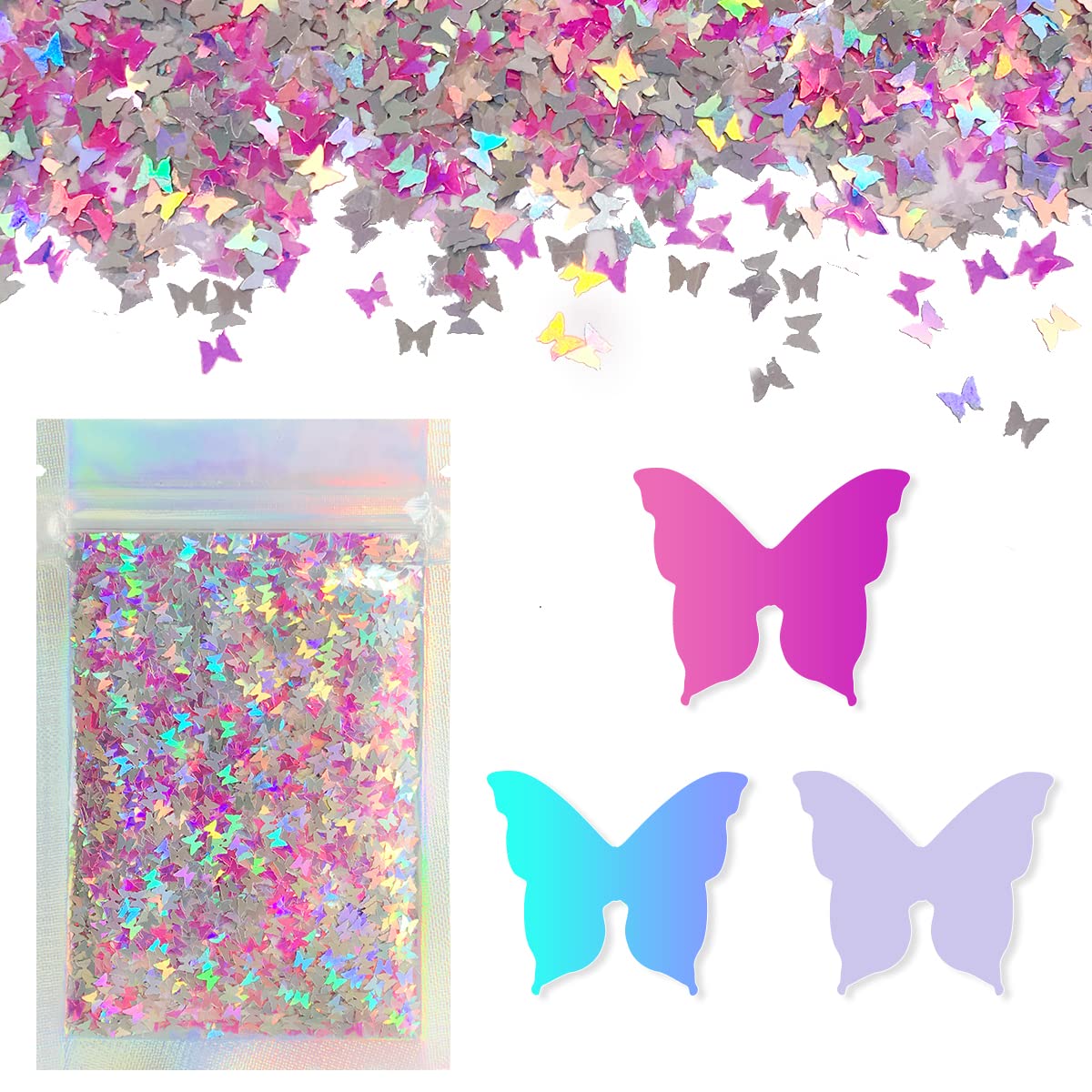 Pink Butterfly Face & Body Glitter - Chunky Glitter - Cosmetic Grade - Uses Include: Festival Rave Makeup Face Body Nails Resin Arts & Crafts, Resin
