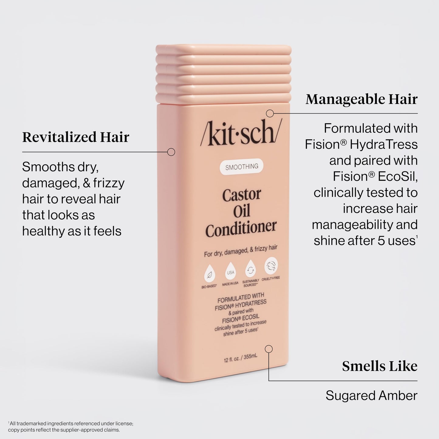 Kitsch Castor Oil Shampoo & Conditioner Set for Dry, Damaged & Frizzy Hair - Nourishing Hair Care for Women & Men - Smooths, Softens & Improves