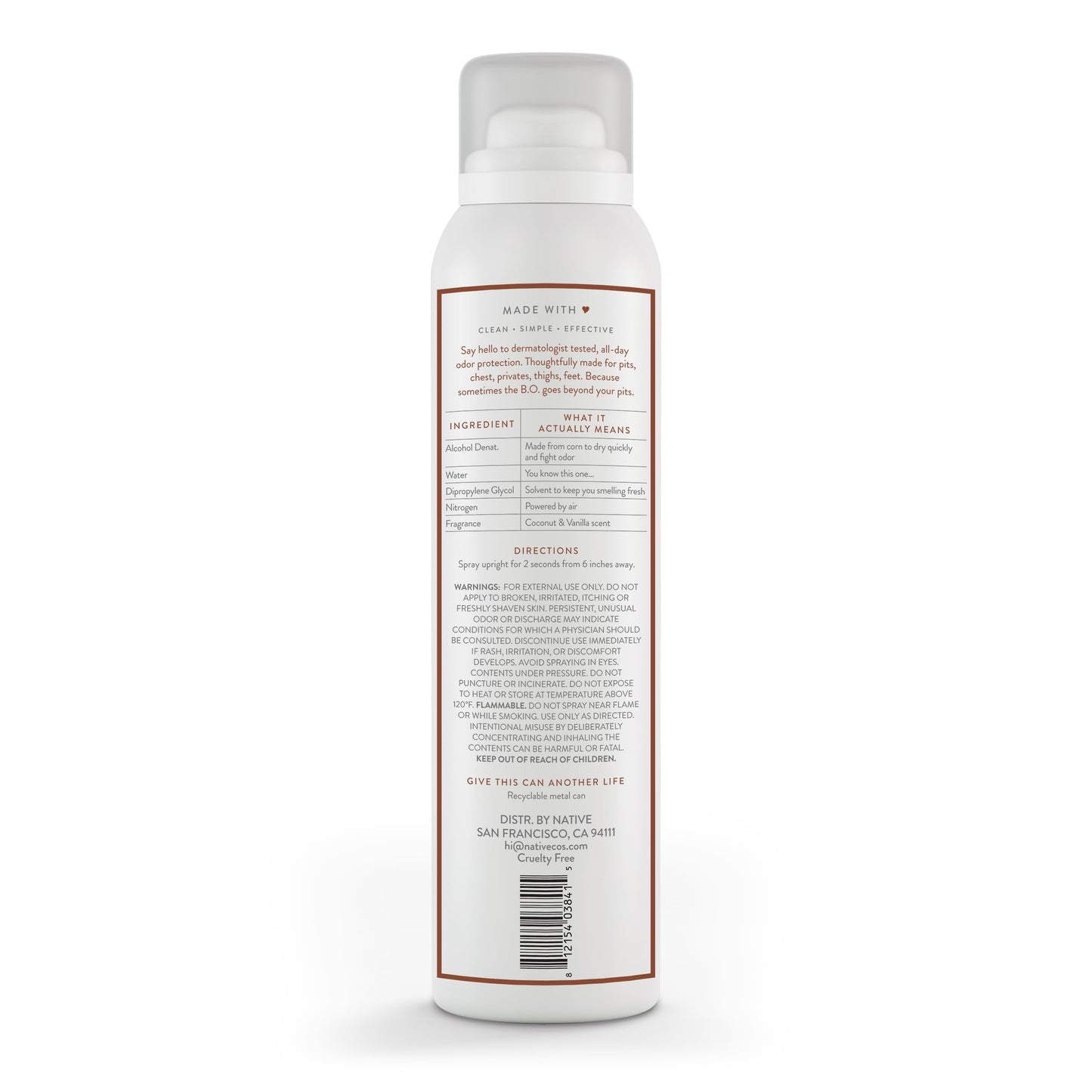 Native Whole Body Deodorant Spray Contains Naturally Derived Ingredients, Deodorant for Women & Men | 72 Hour Odor Protection, Aluminum Free