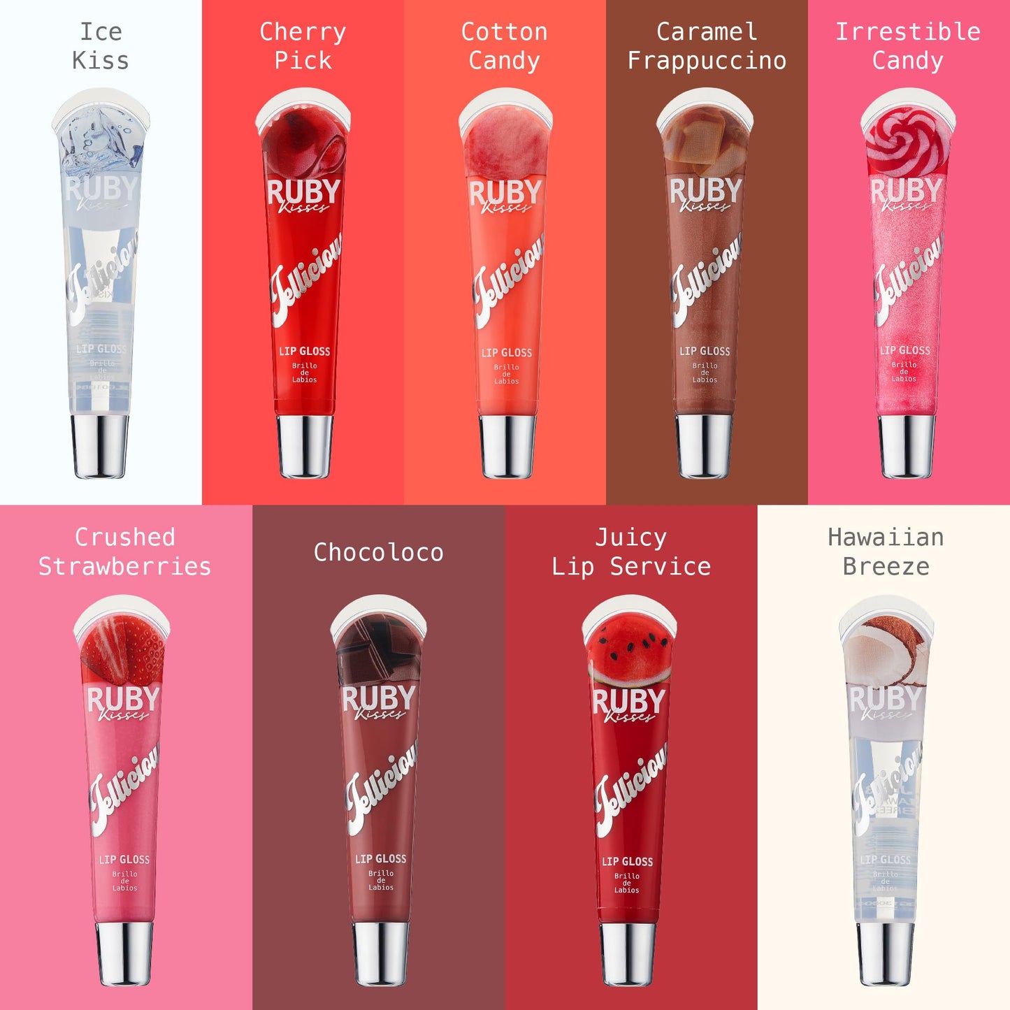 Ruby Kisses Jellicious Mouth Watering Lip Gloss (JLG07 - Crushed Strawberries)