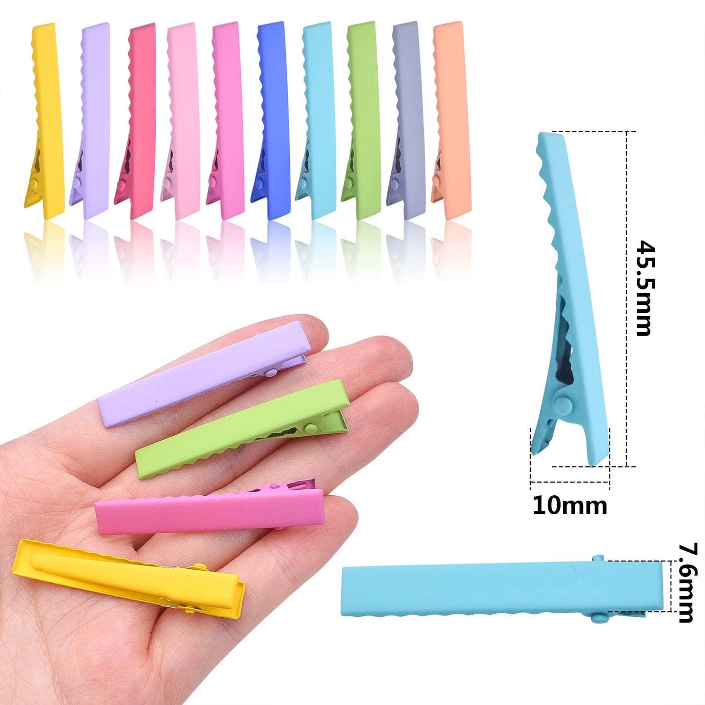 50pcs 10 Colors Alligator Hair Clips Metal Duck Bill Hairclips Single Prong Non-slip Hair Barrette Sectioning Hairpins for Women Salon Styling DIY