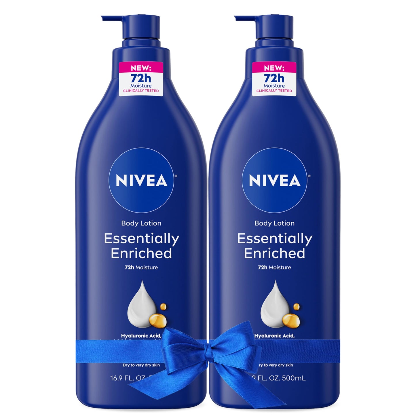 NIVEA Essentially Enriched Body Lotion for Very Dry Skin with Hyaluronic Acid, Almond Oil and Deep Nourishing Serum, 72-Hour Body Moisturizer, 16.9 Fl