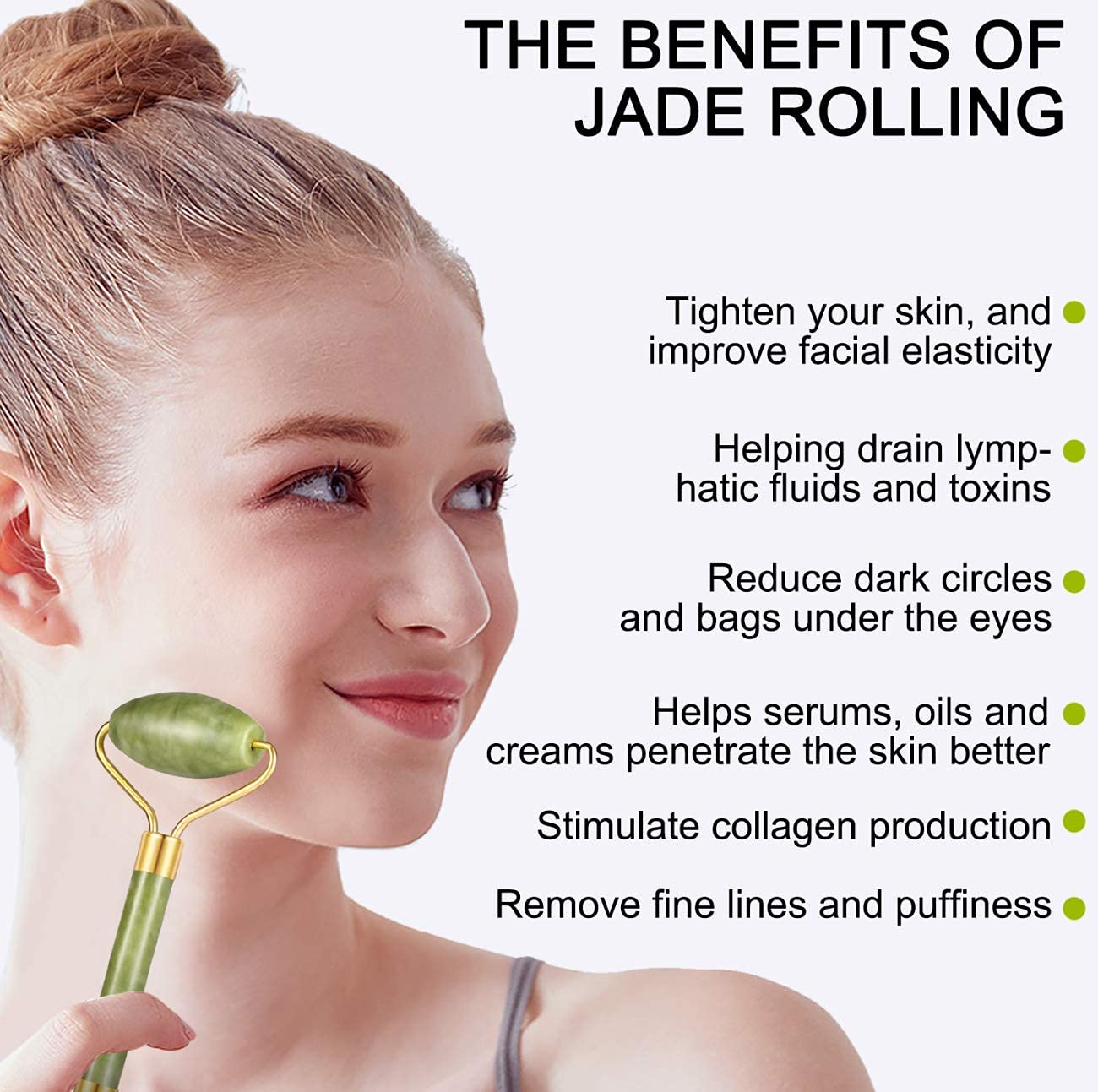 4-pcs Jade Roller & Gua Sha Set, Facial Roller Massager with Gua Sha Scraping Tool, Jade Stone Massager for Anti-aging, Slimming & Firming, Rejuvenate
