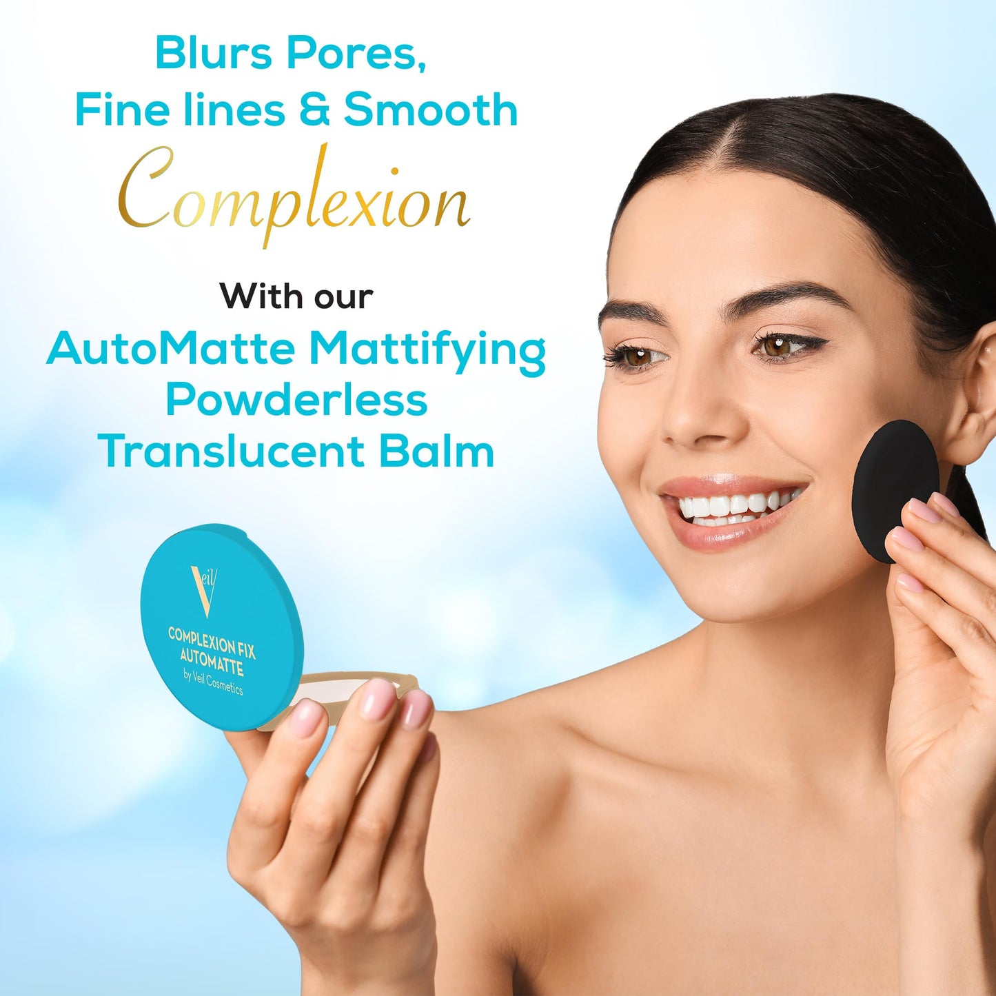 Veil Complexion Fix AutoMatte Mattifying Balm - Anti-Shine Translucent Powderless Makeup - Prime, Set, Mattify, Touch-Up & Remove Oil