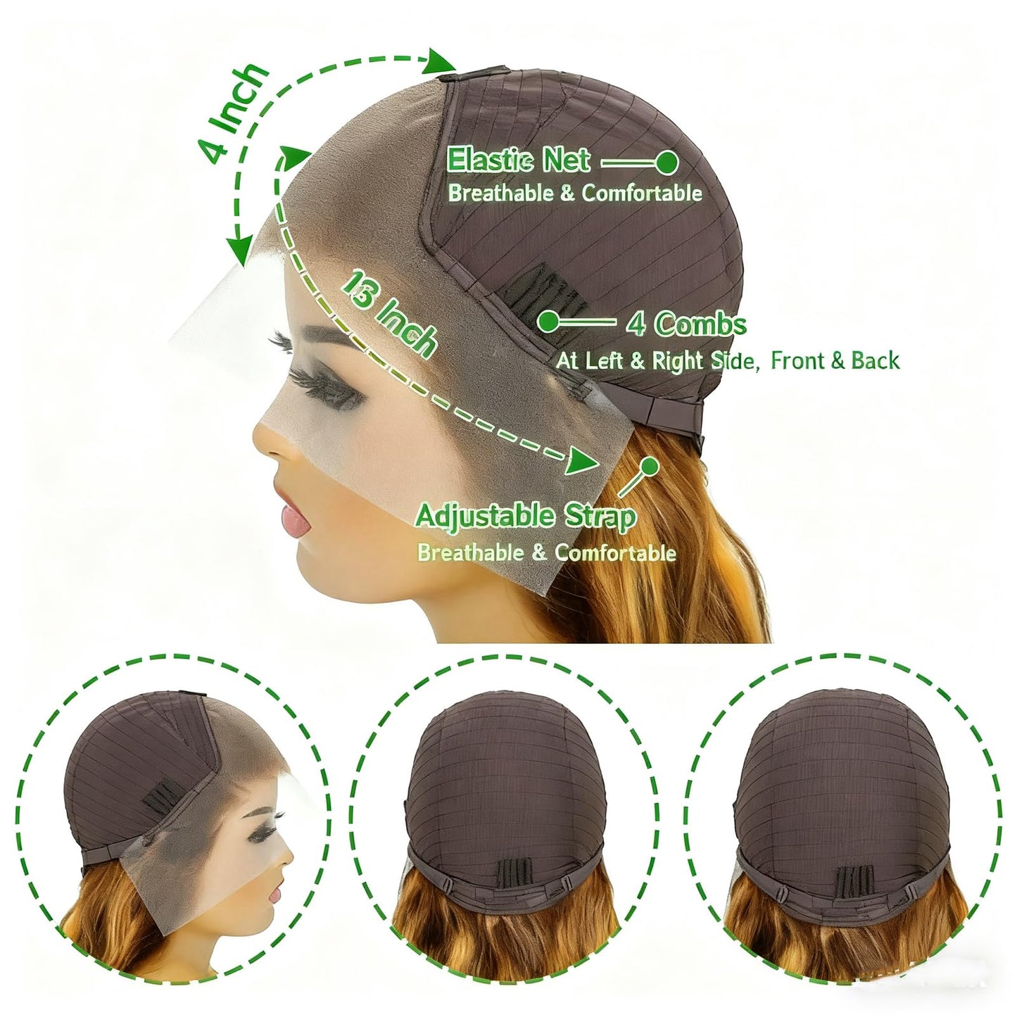 bunGiol Ombre HIghlight Lace Front Wig Human Hair Honey blonde 26 Inch 13x4 HD Transparent lace front wigs human hair #4/27 Colored Glueless Wig Beauty and Personal Care bunGiol