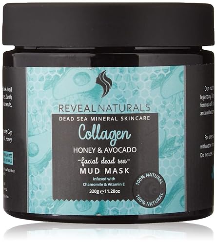 All Natural & Authentic Dead Sea Mud Mask for Face & Body Infused with Collagen, Avocado and Honey - Vegan - Unscented - Treats Blackhead, Pores