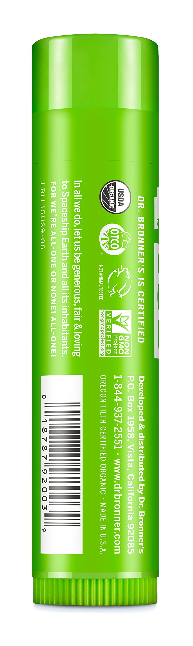 Dr. Bronners Lemon Lime Lip Balm, 4 GR