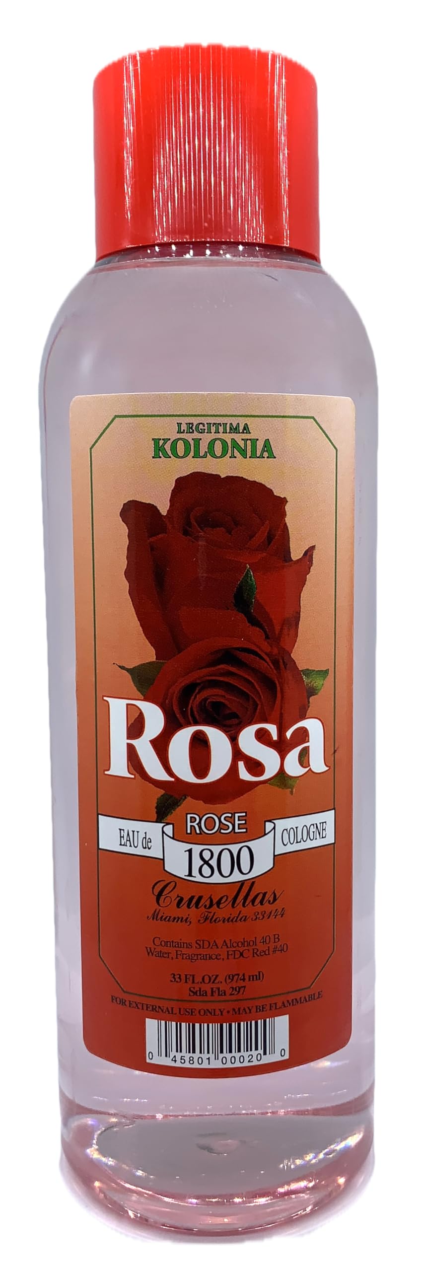 Crusellas Legitima Kolonia 1800 Rosa (Rose) Splash Cologne (33 Fl. Oz.)