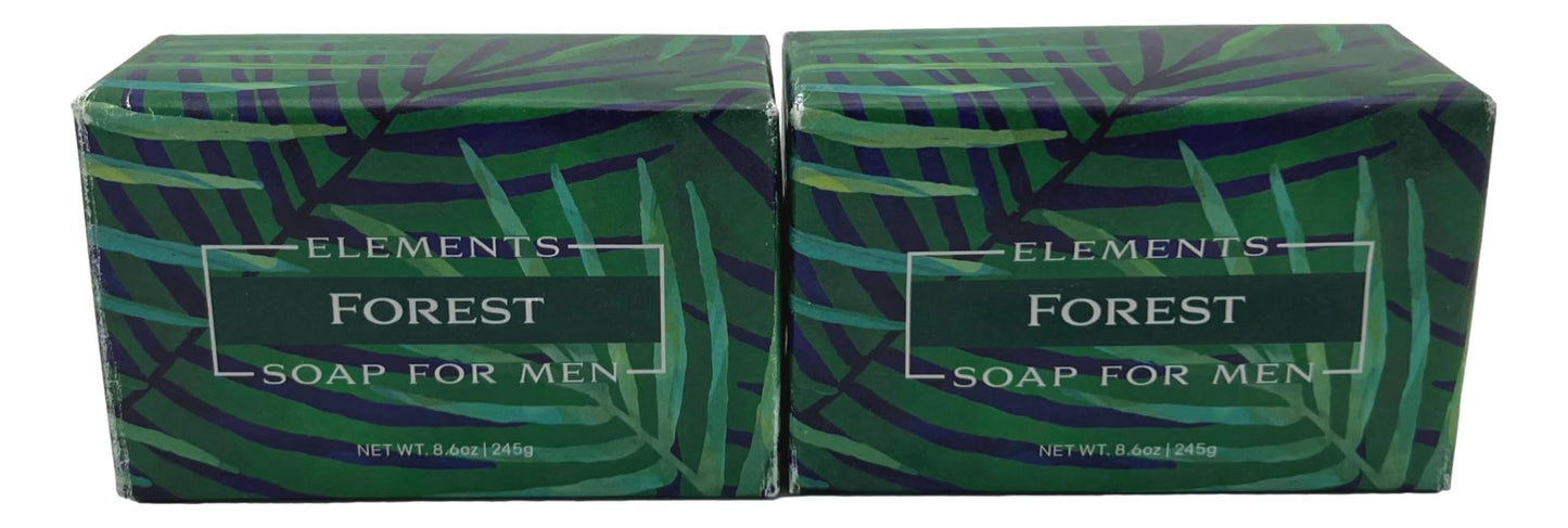 Greenwich Bay Trading Co. Forest Elements Soap For Men, 8.6 oz Bars, Set of 2, Enriched with Botanical Butters and Virgin Olive Oil