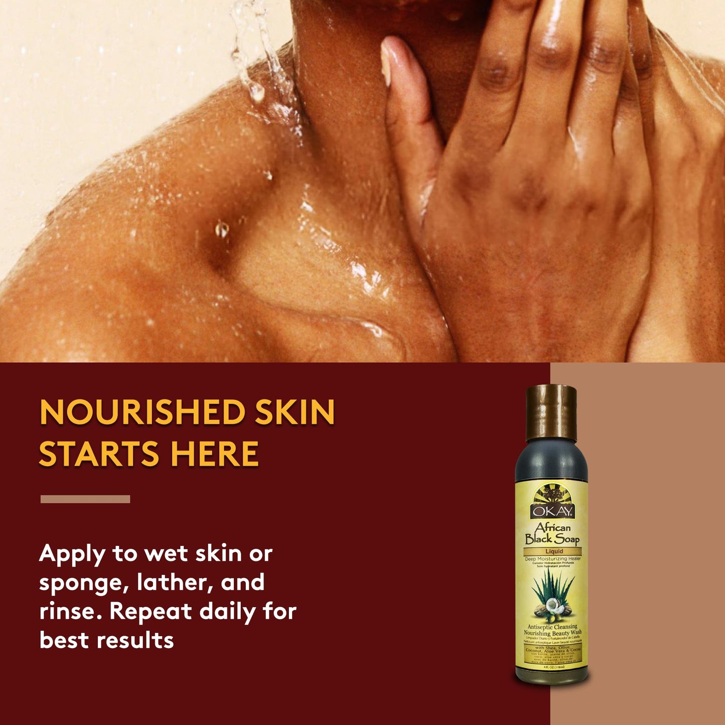 Okay African Black Soap Liquid, 4 Ounce