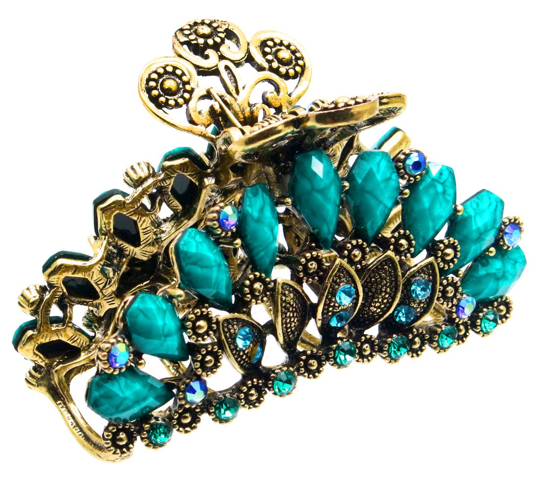 Fashion & Lifestyle Large Metal Alloy Hair Claw Jaw Clip for Women and Girls - Pretty Strong Clamp Non-Slip Barrette Hair Updo Grip Bath Accessories