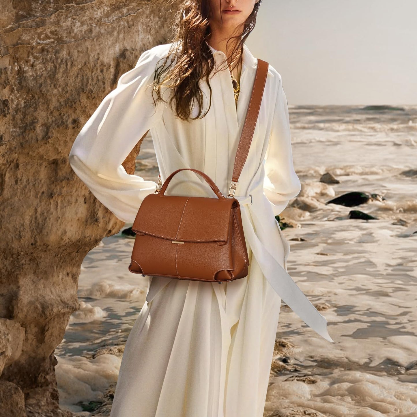 HICARRY Top Handle Bag Handbags Large Faux Leather Satchel Bags for Women Luxury Designer Business Crossbody Work Tote Purse