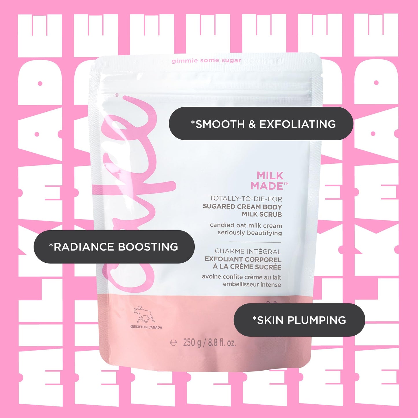 Cake Beauty Milk Made Vegan Body Sugar Scrub- Shea Butter, Candied Oat Milk & Marshmallow Root Extract - Gentle Exfoliating Hand, Leg, Foot & Body