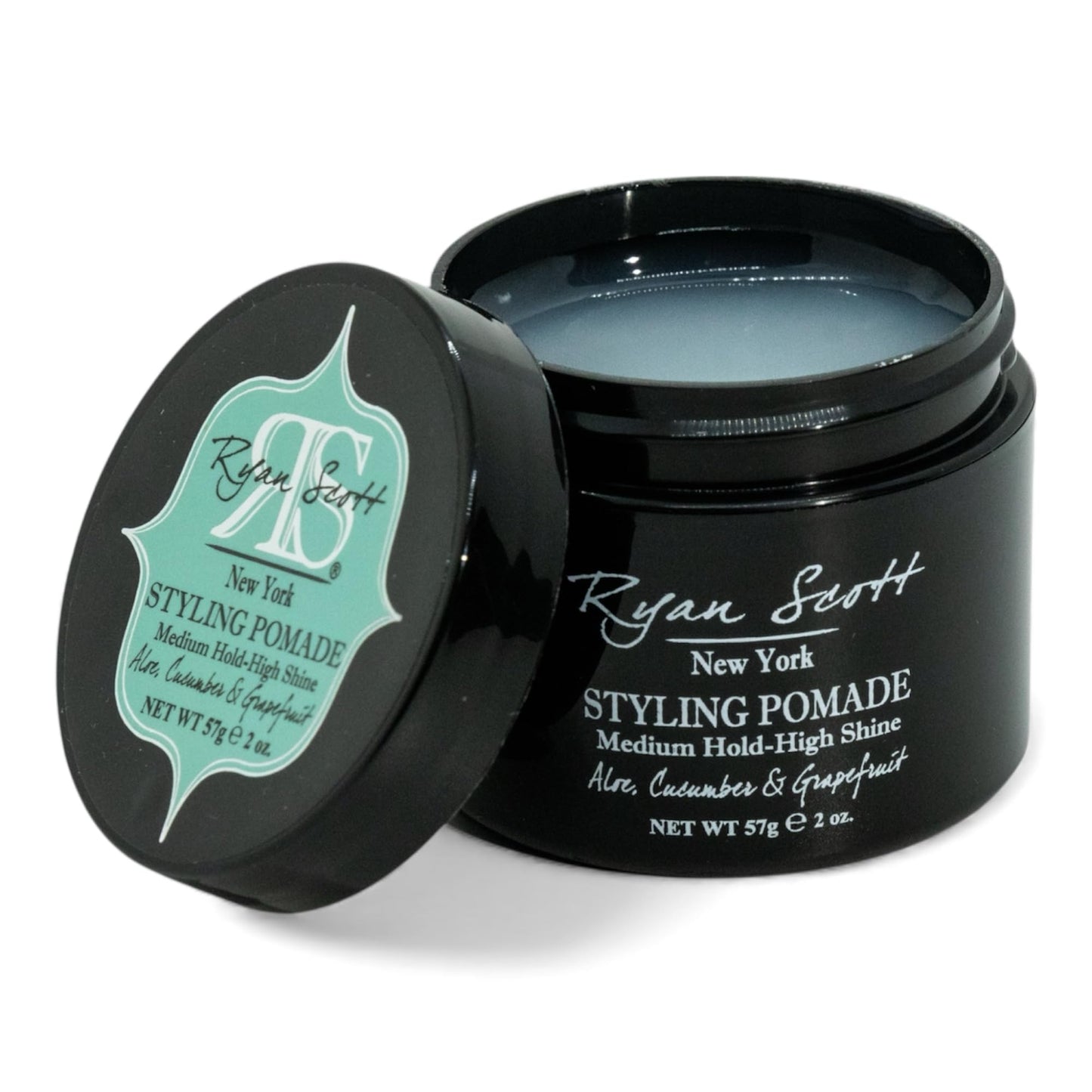 Ryan Scott Styling Pomade - Medium Hold - High Shine Finish. Aloe, Cucumber, & Grapefruit Fragrance 2.0oz.